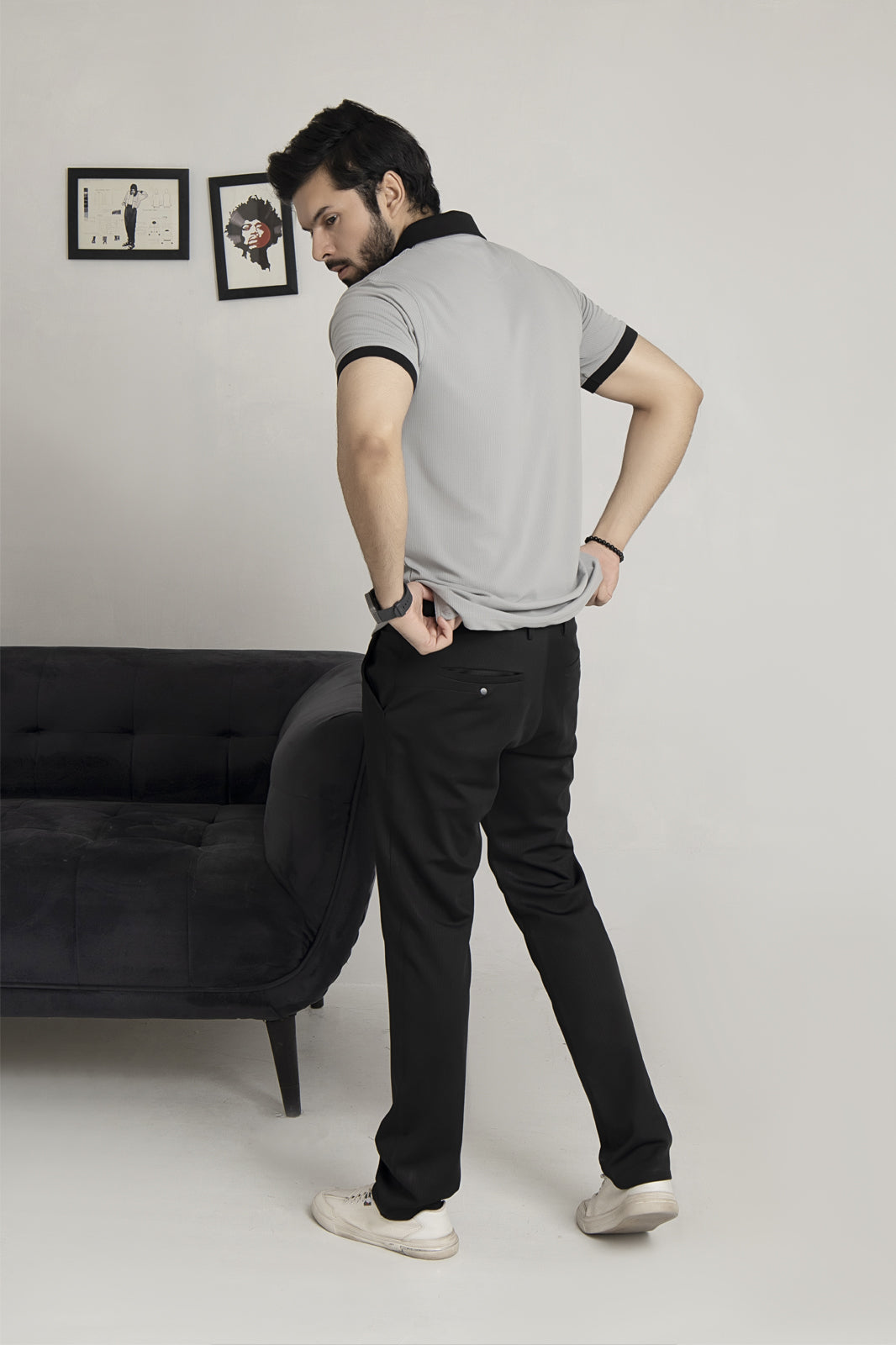 Monochrome Contrast Drop Needle Polo