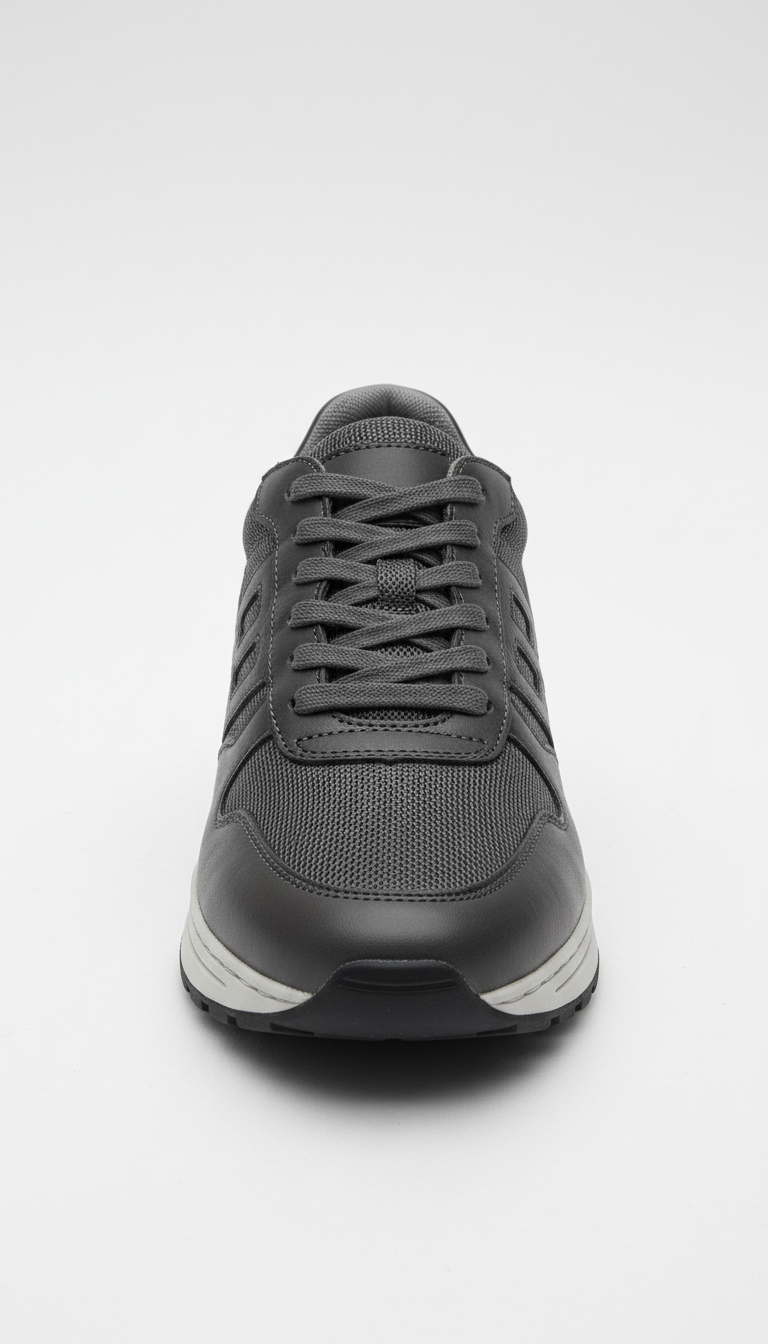 Leather Sneaker With Mesh Panels