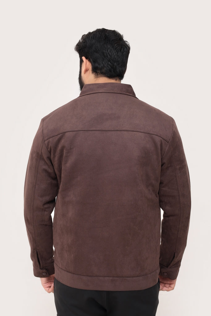 BROWN SUEDE BUTTON-UP JACKET