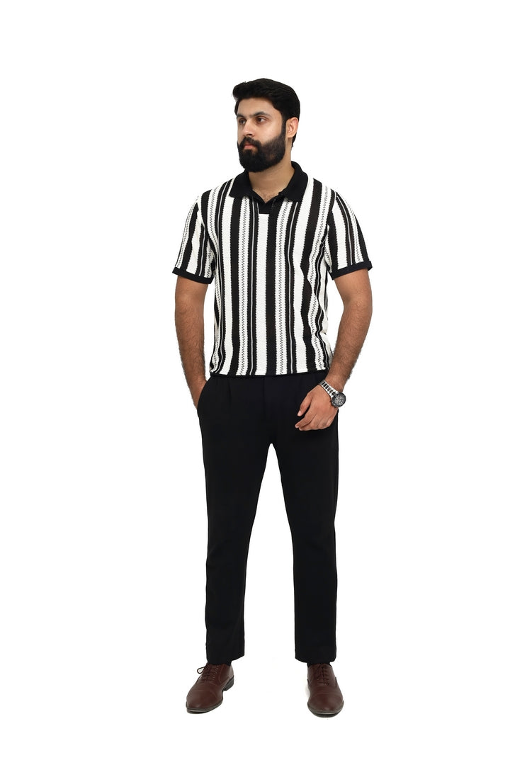 Crochet Stripe Polo