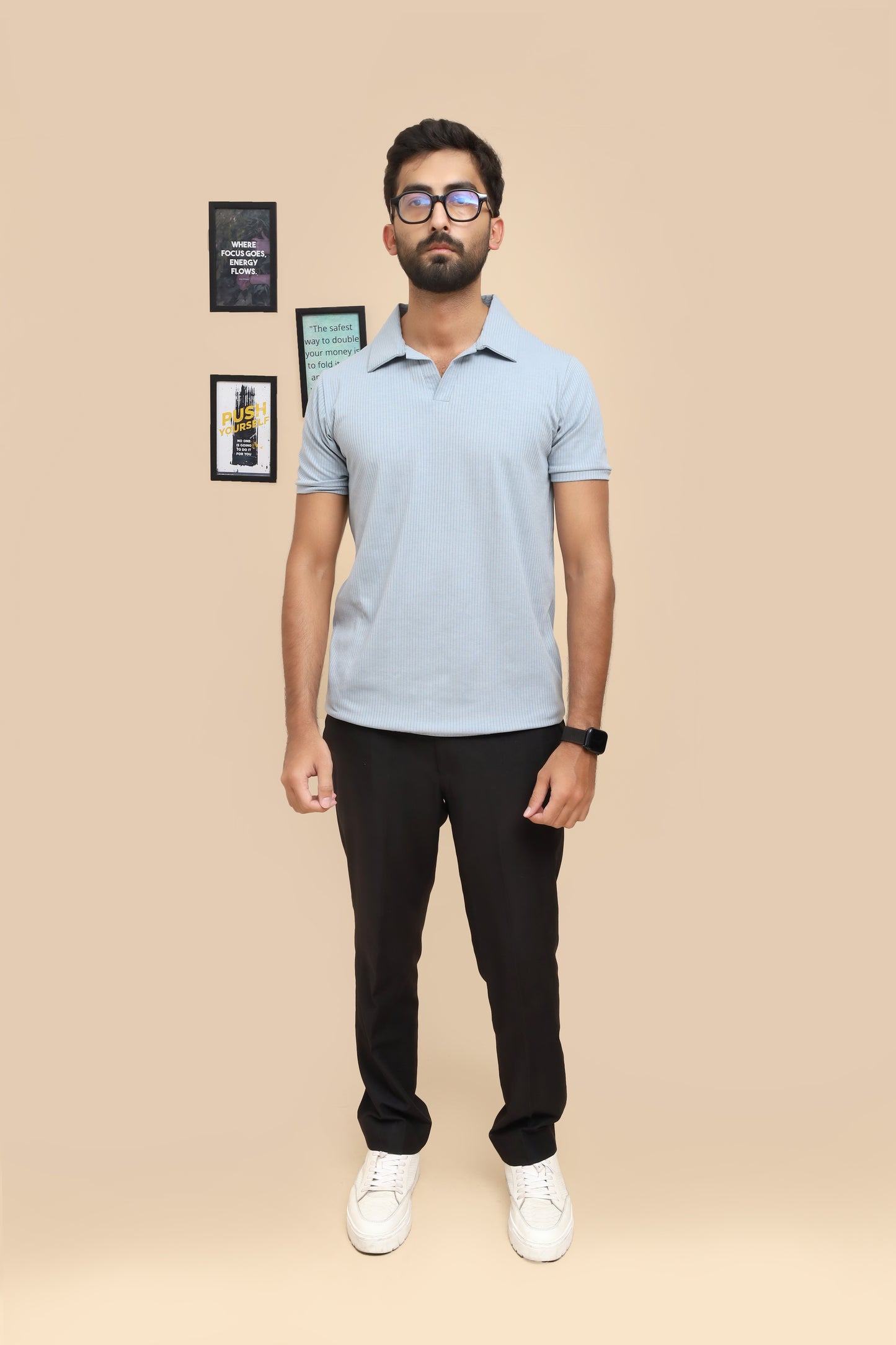 Drop Needle Ice Blue Polo