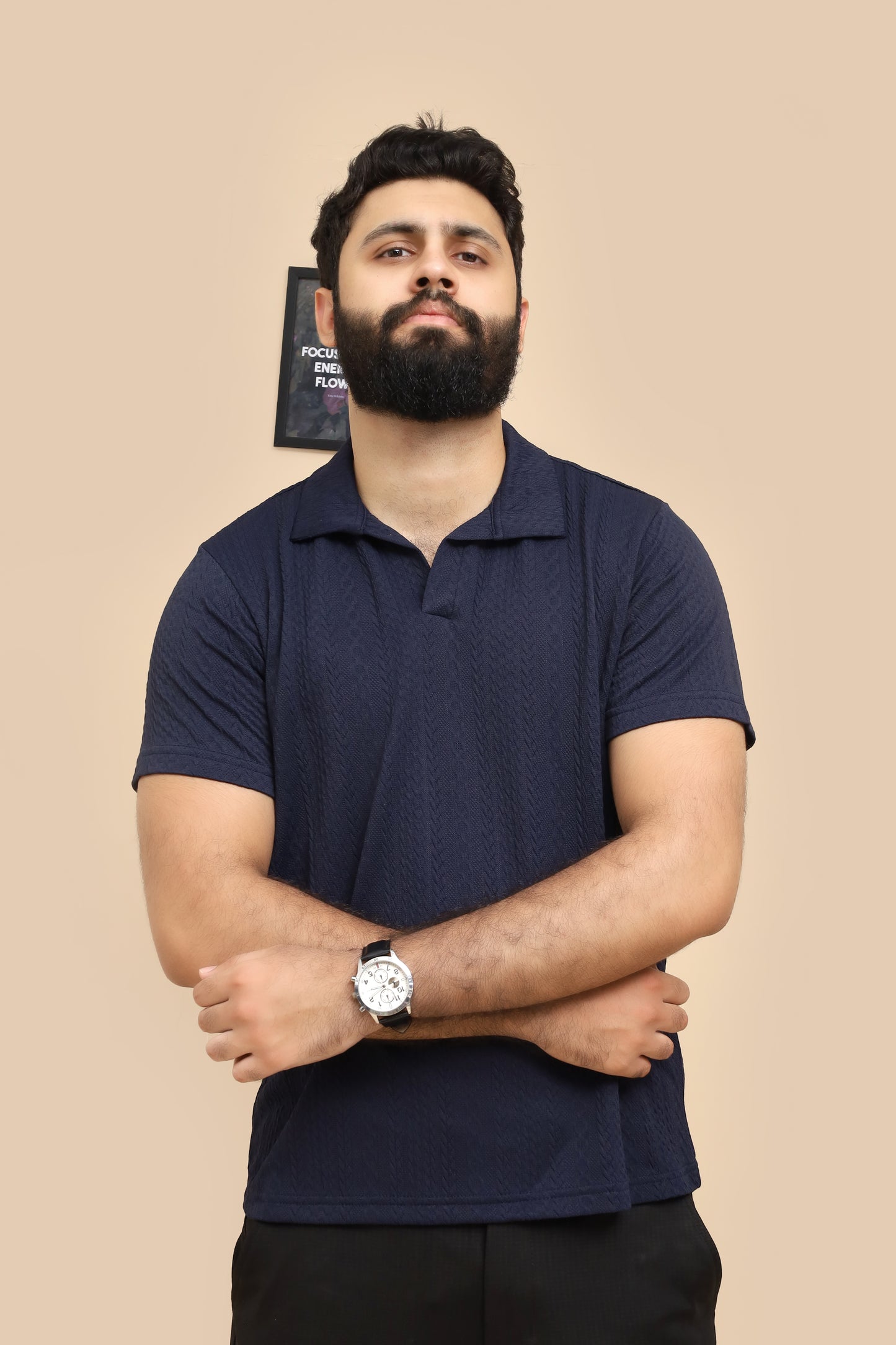 Navy Blue Knitted Polo