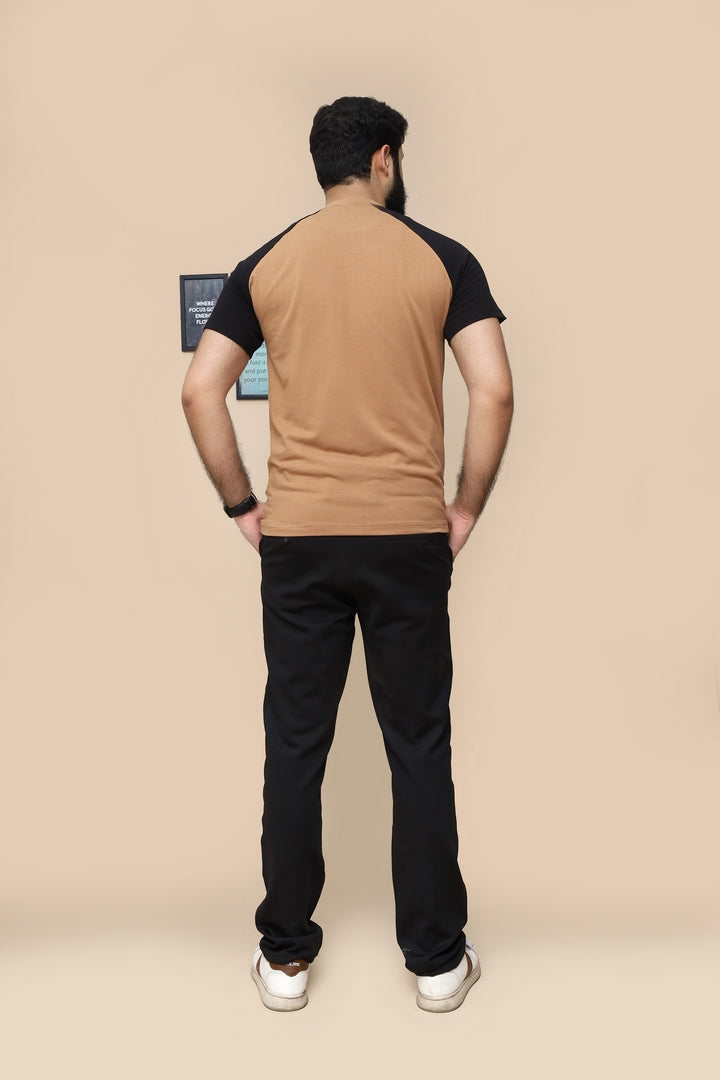 Raglan Sleeve Black and Brown T shirt