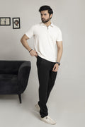 Knitted Off-White Zipper Polo