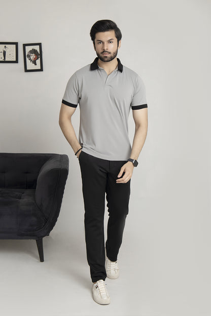 Monochrome Contrast Drop Needle Polo