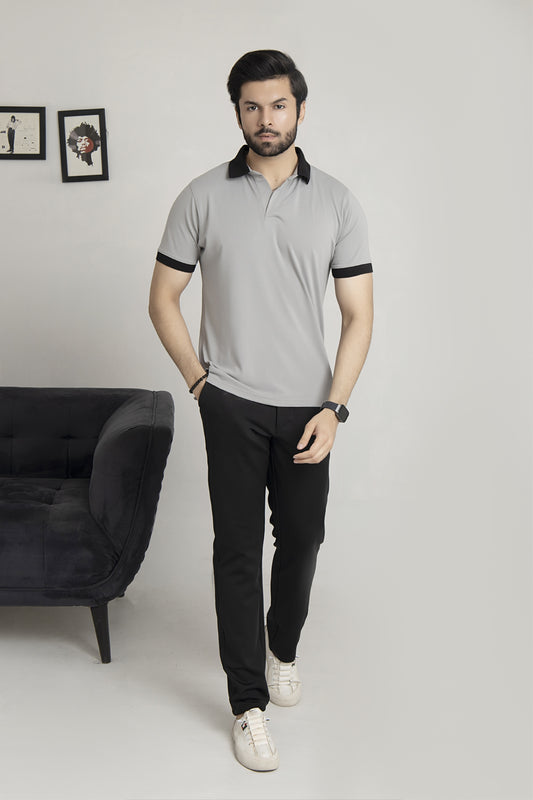 Monochrome Contrast Drop Needle Polo