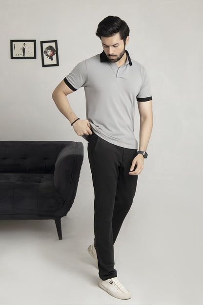 Monochrome Contrast Drop Needle Polo