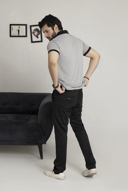 Monochrome Contrast Drop Needle Polo