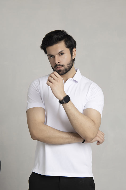Drop Needle White Polo