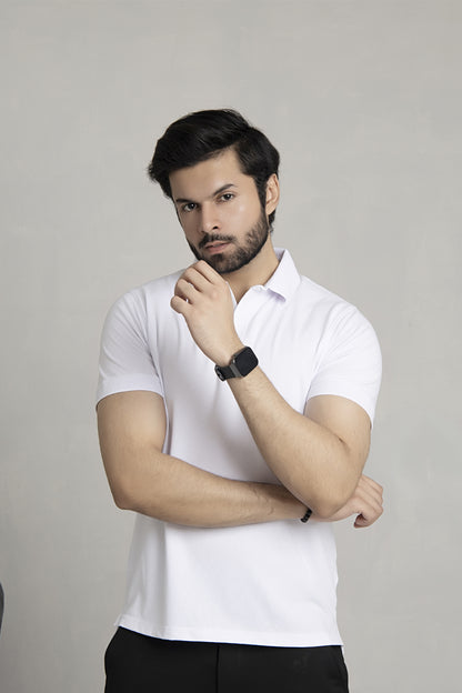 Drop Needle White Polo & Black Gurkha Pants