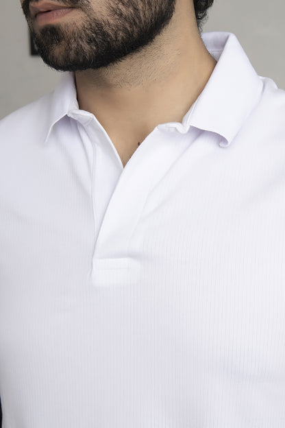 Drop Needle White Polo & Black Gurkha Pants