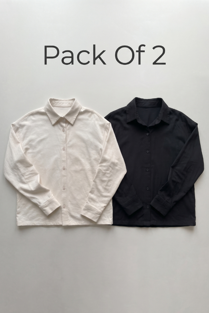 Cropped Button-Down Shirt - Pack of 2
