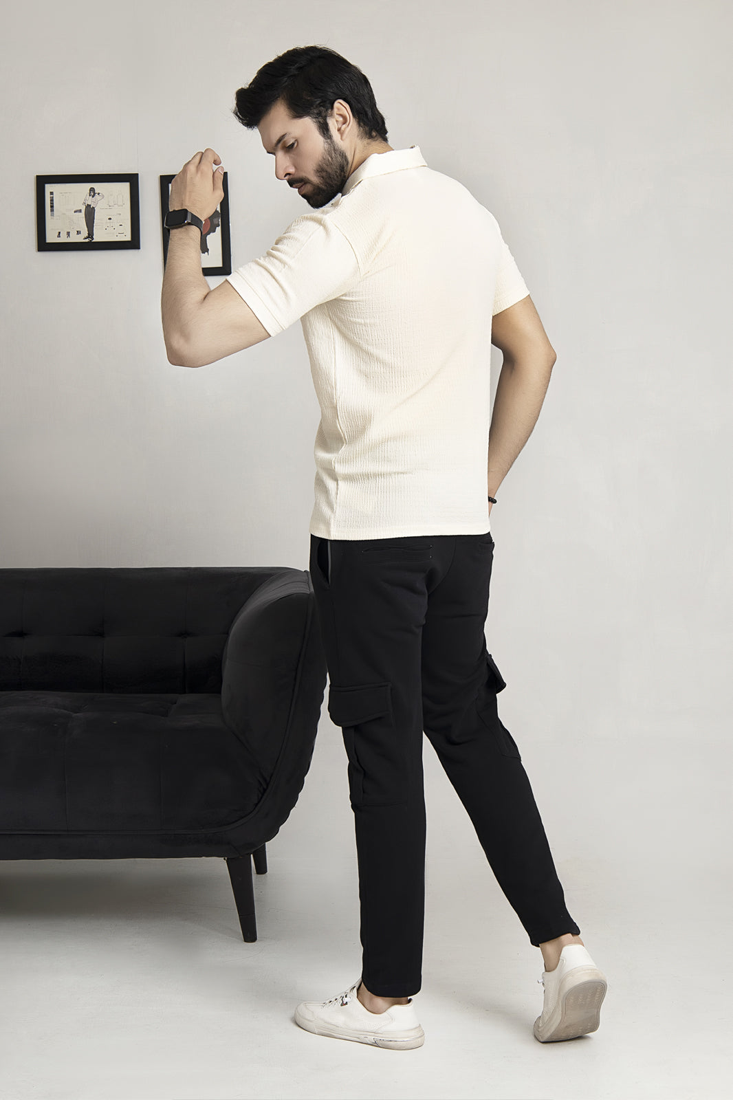 Knitted Off-White Zipper Polo