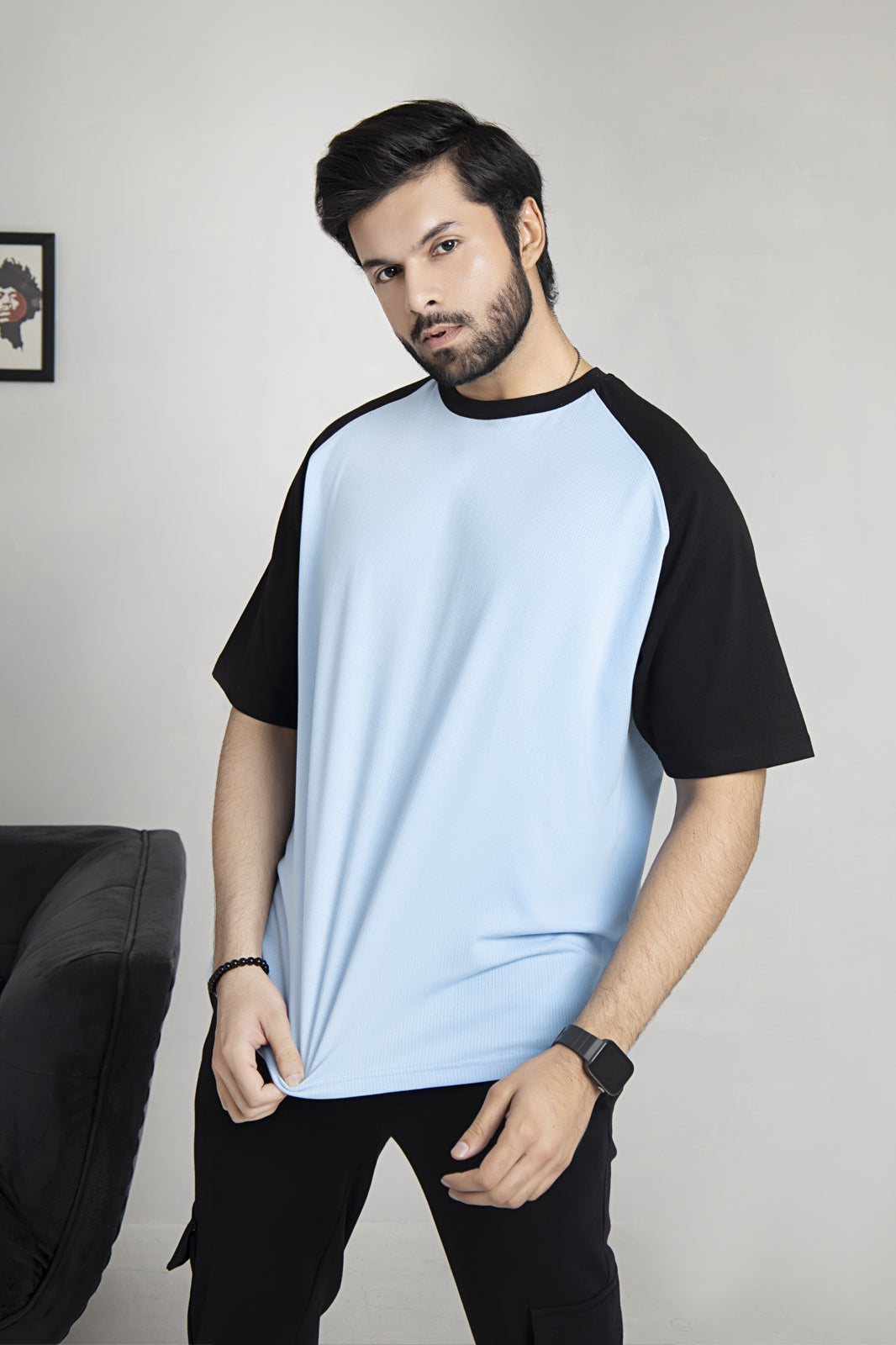 Raglan Sleeve Blue Drop Shoulder – DAYYAR