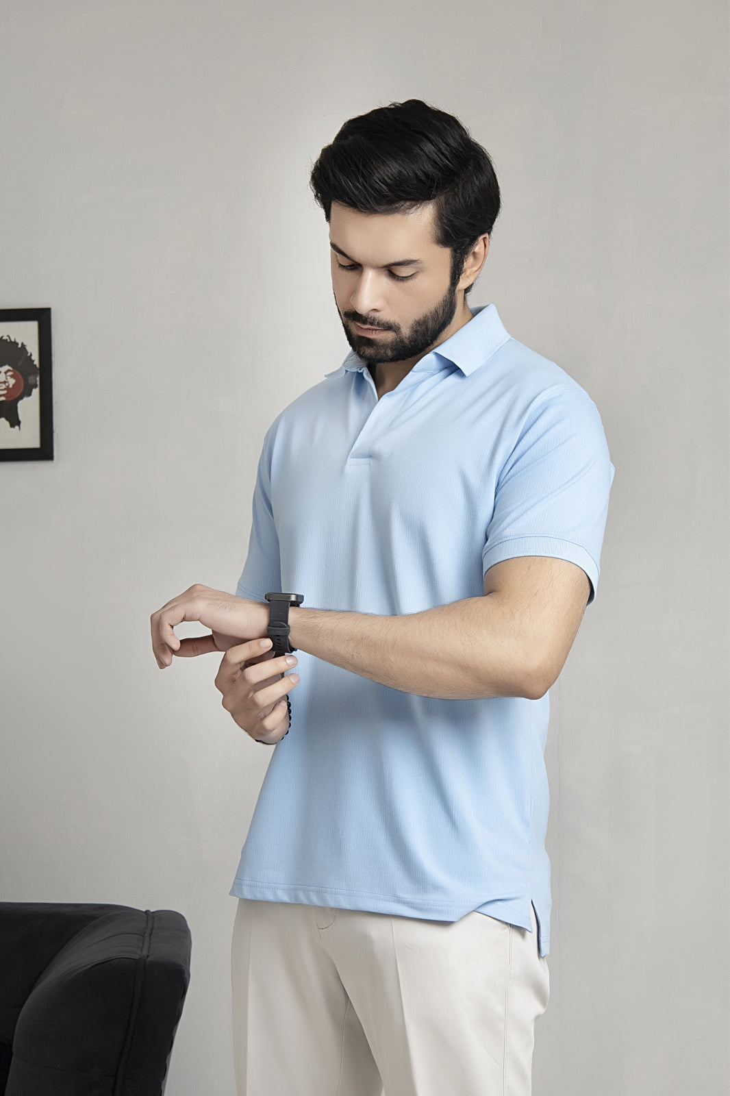 Drop Needle Sky Blue Polo