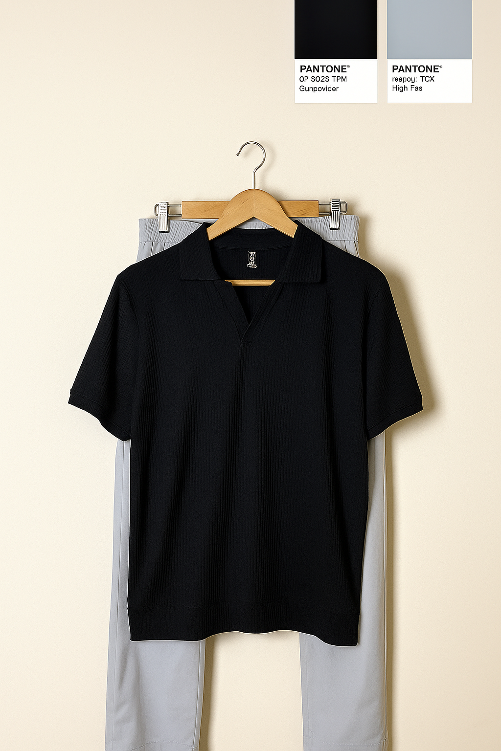 Drop Needle Black Polo & Steel Gray Relaxed Fit Trouser