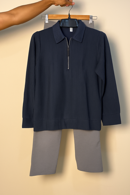 Wool Knit Zipper Blue & Dark Gray Gurkha Pant