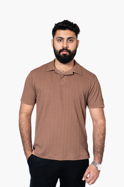 Rosy-brown Knitted Polo