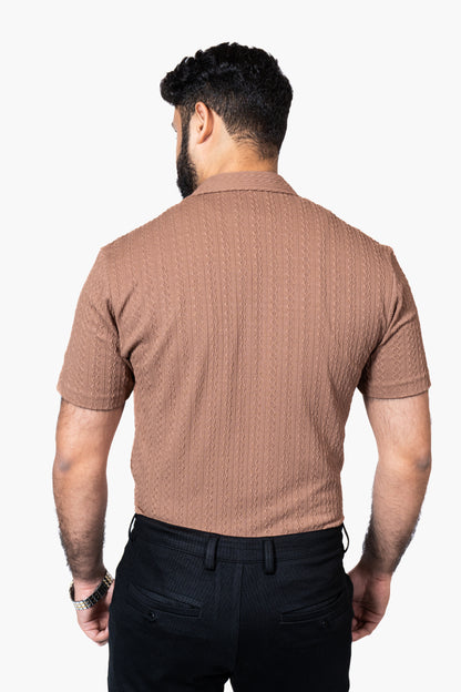 Rosy-brown Knitted Polo