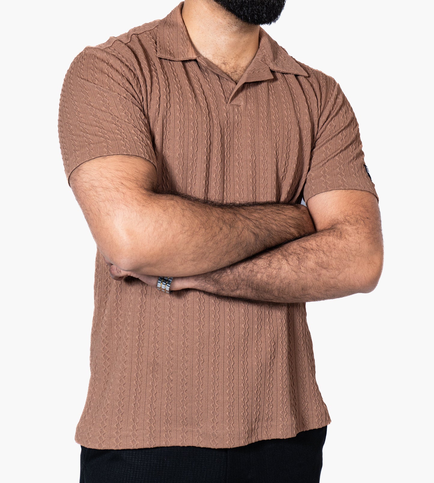 Rosy-brown Knitted Polo