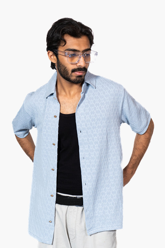 Sky Blue Knitted Button Down