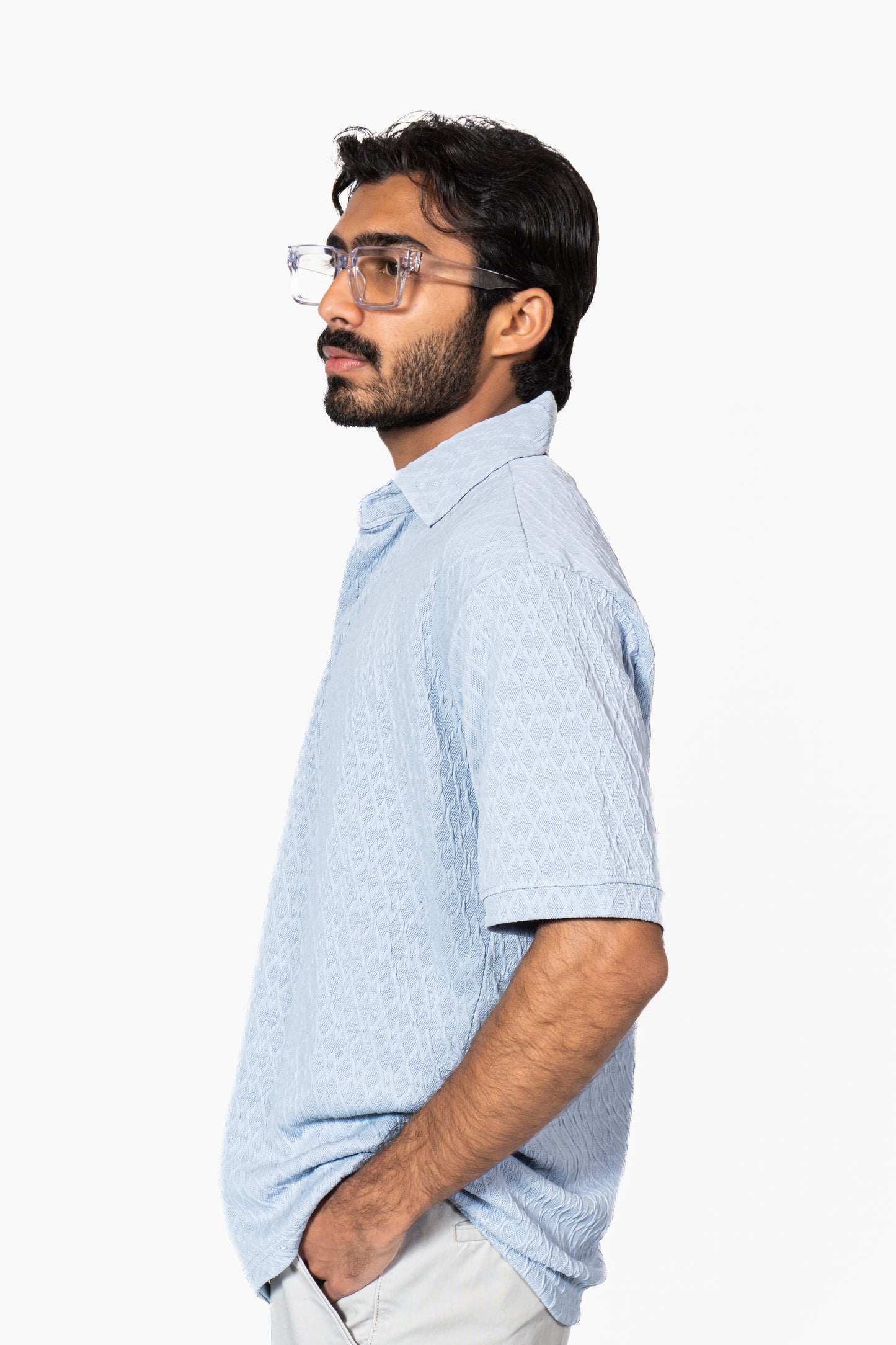 Sky Blue Knitted Button Down