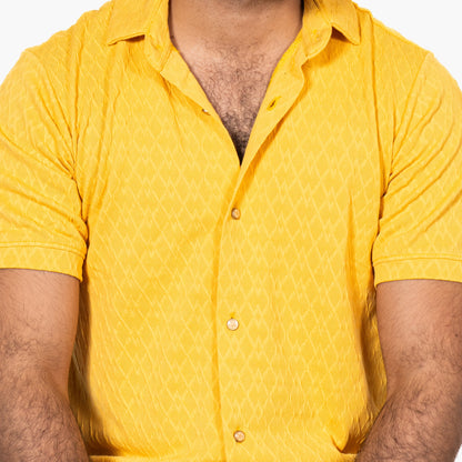 Yellow Knitted Button Down