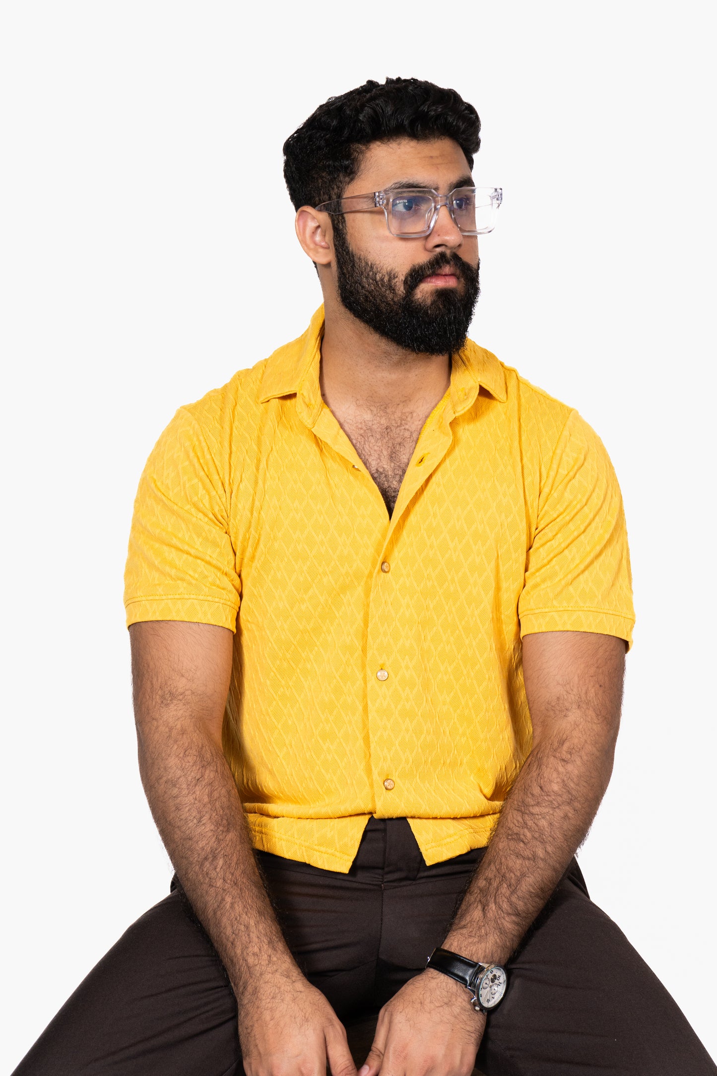 Yellow Knitted Button Down