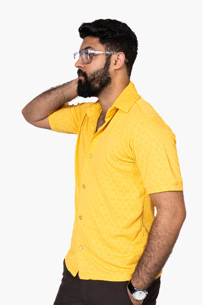 Yellow Knitted Button Down