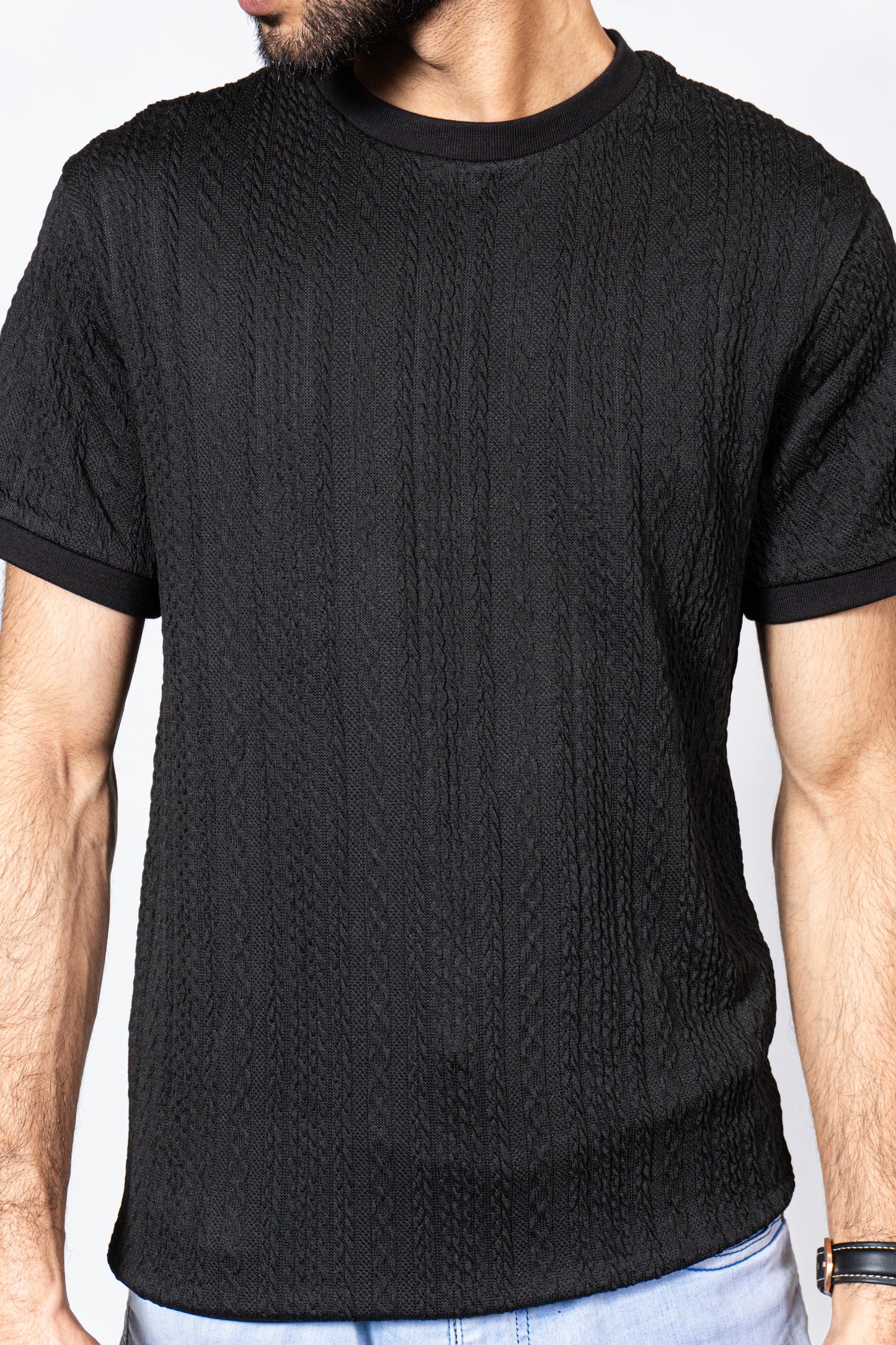 Black Knitted Crew Neck