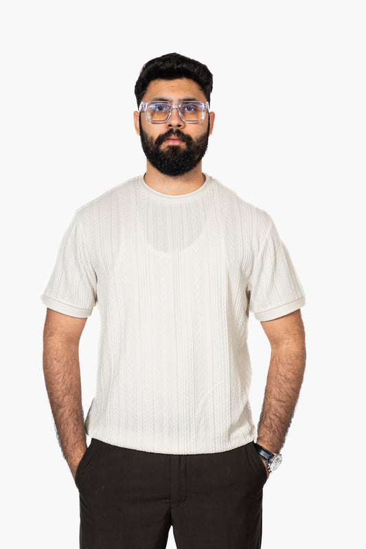 White Knitted Crew Neck