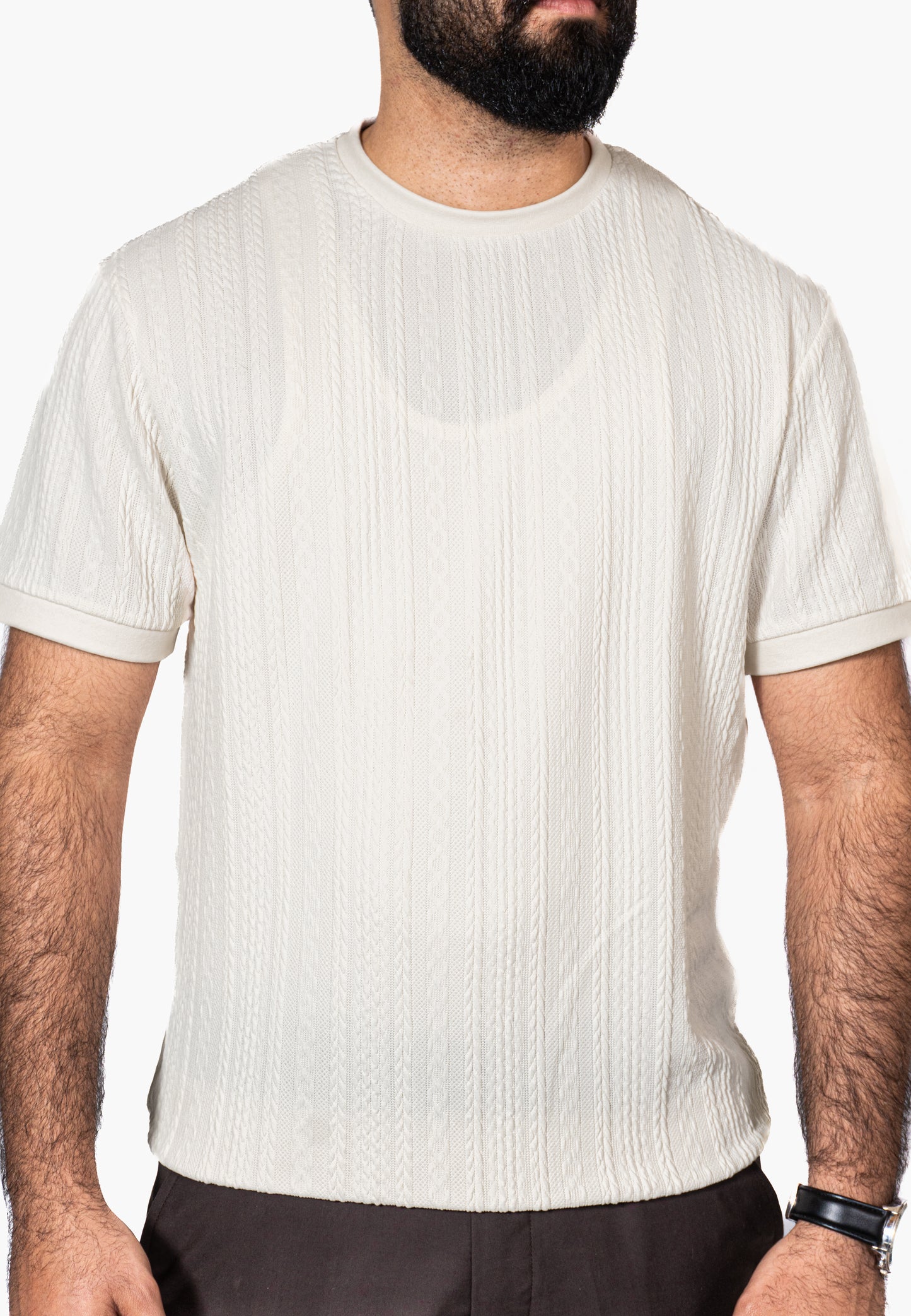 White Knitted Crew Neck