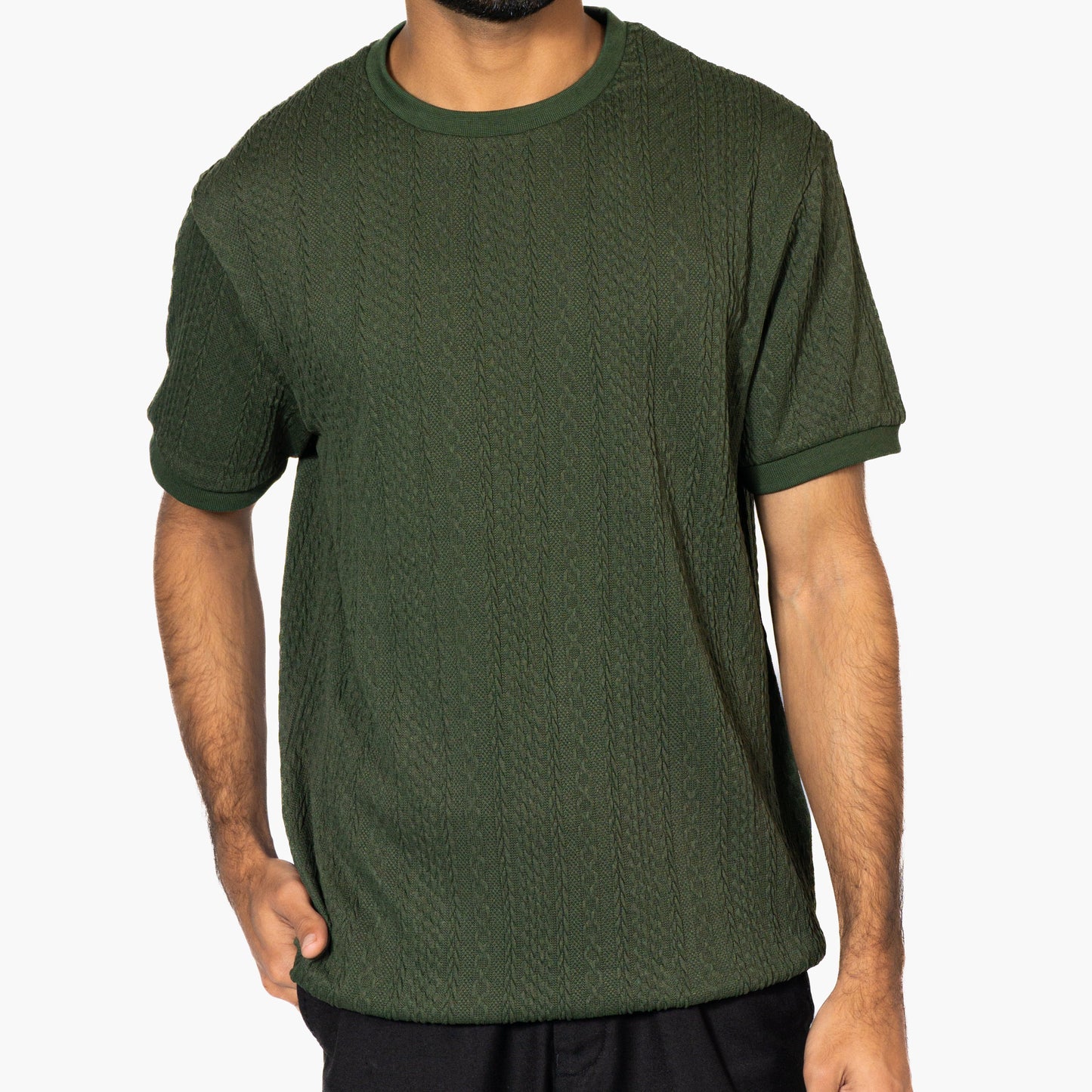 Olive Green Knitted Crew Neck