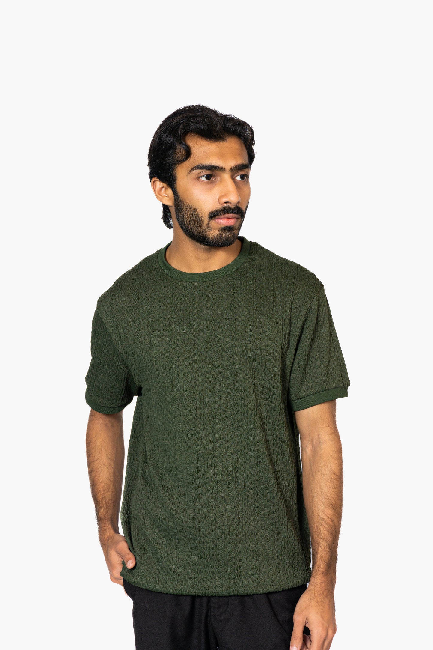 Olive Green Knitted Crew Neck