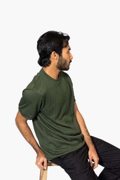 Olive Green Knitted Crew Neck