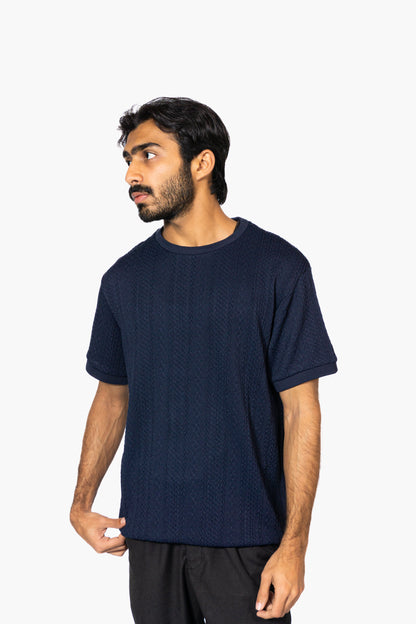 Dark Blue Knitted Crew Neck