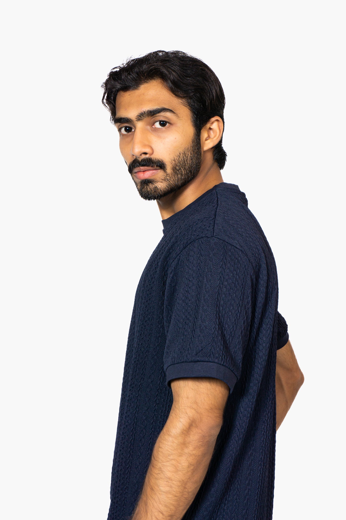 Dark Blue Knitted Crew Neck