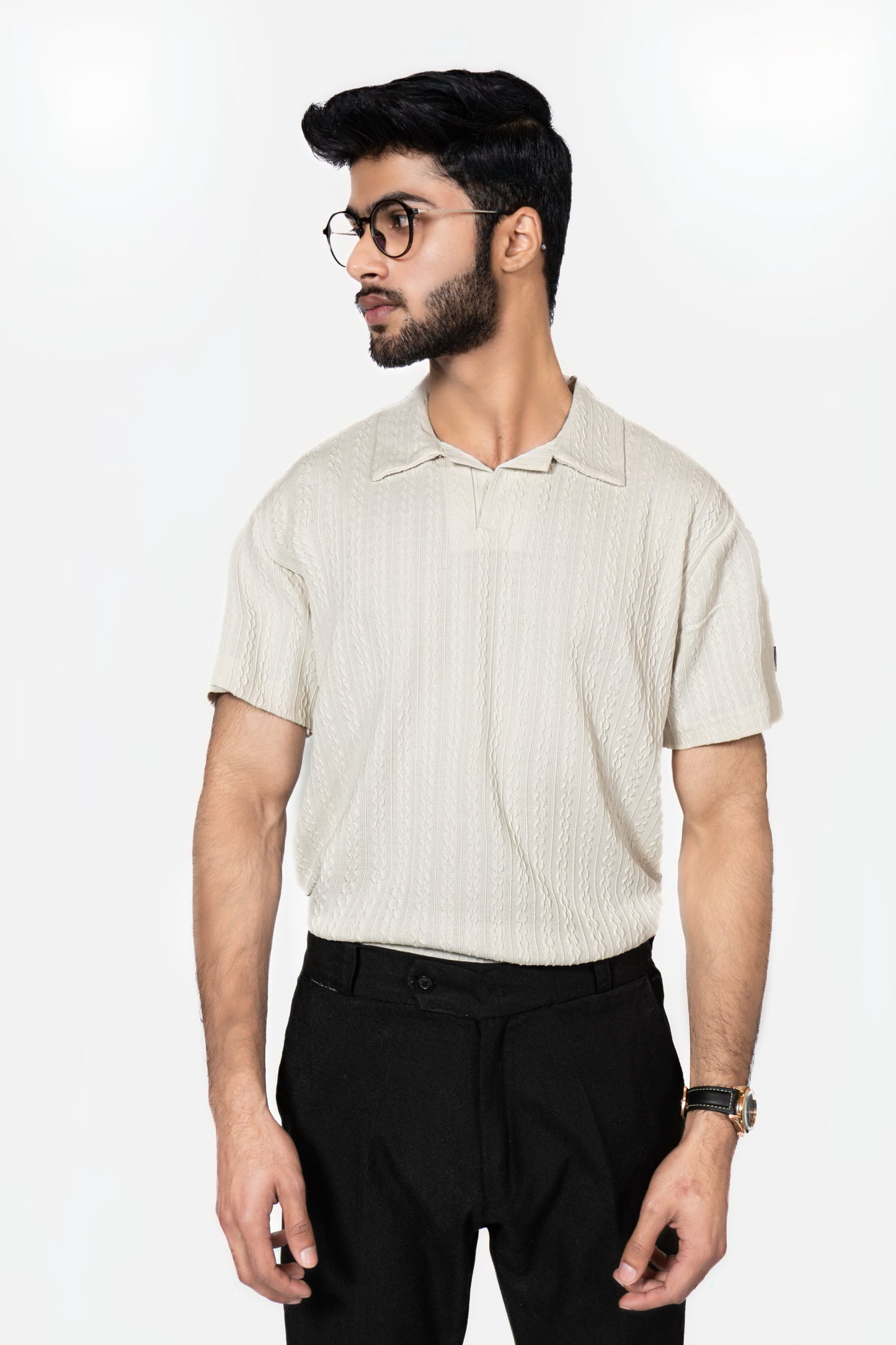 White Knitted Polo