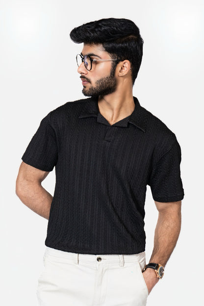 Black Knitted Polo