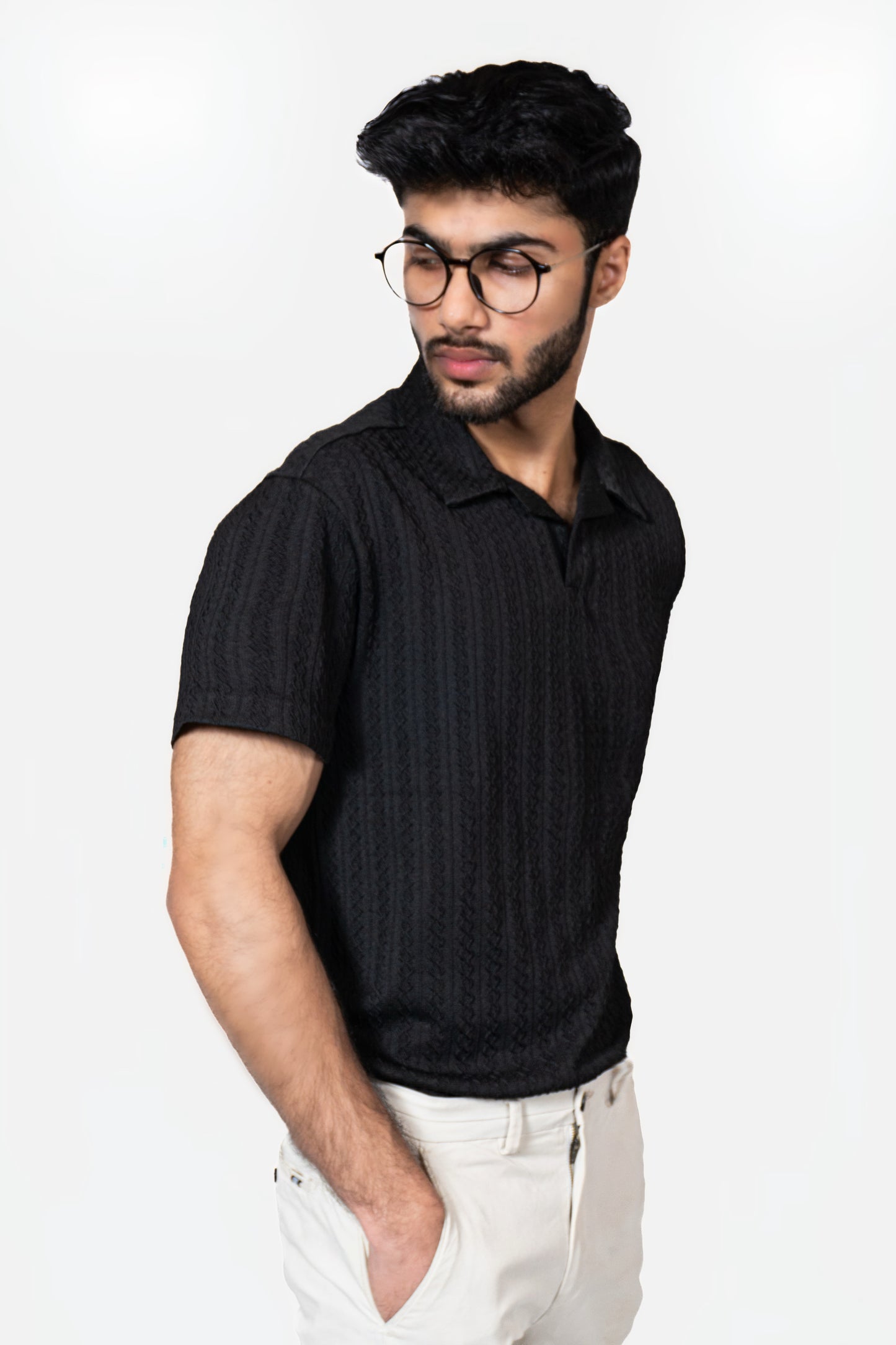 Black Knitted Polo