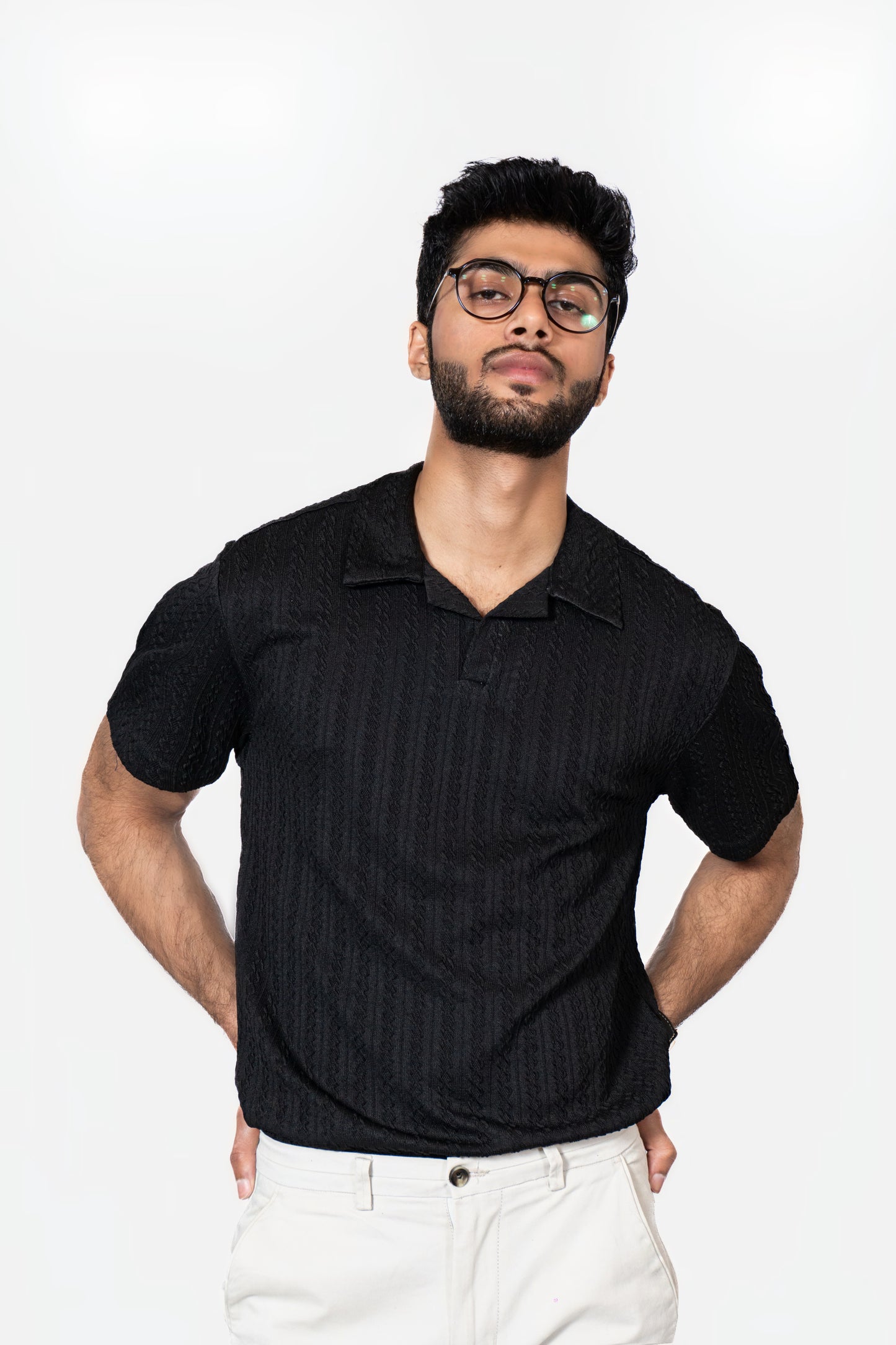 Black Knitted Polo