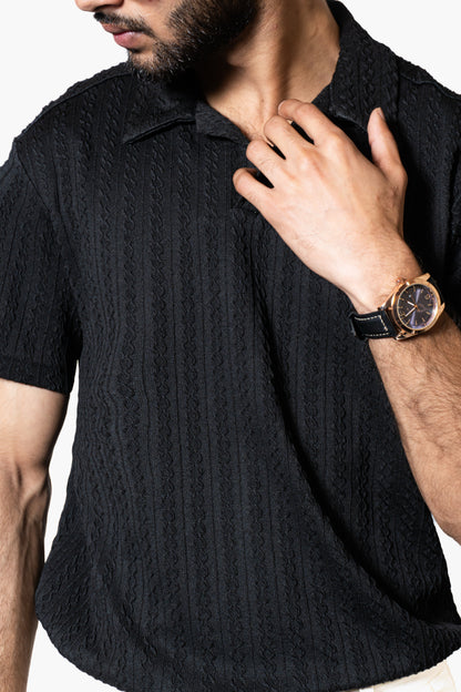 Black Knitted Polo