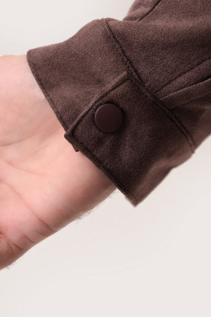 BROWN SUEDE BUTTON-UP JACKET