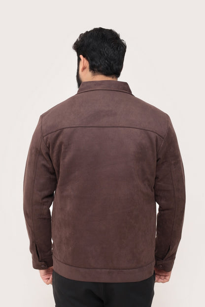 BROWN SUEDE BUTTON-UP JACKET