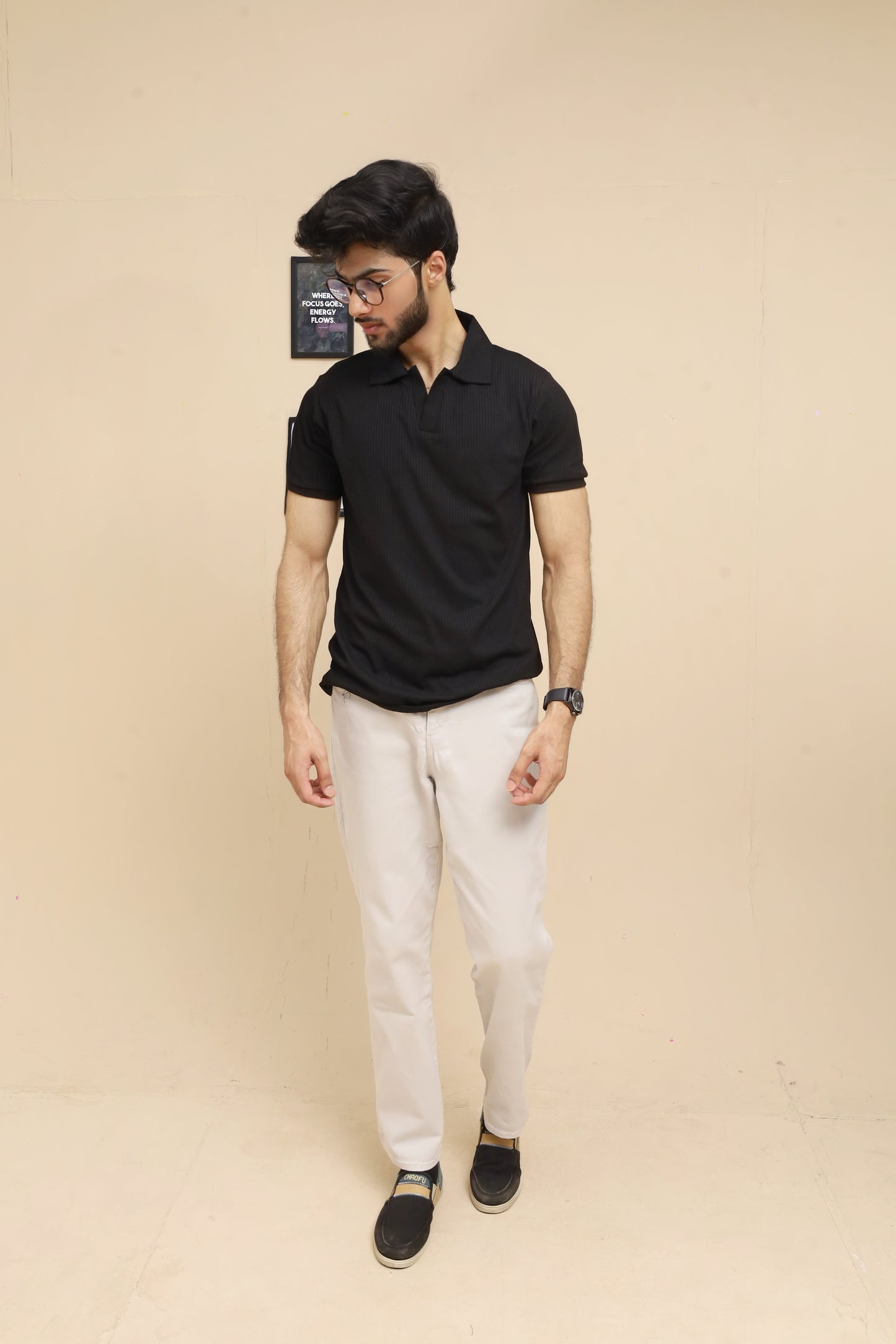 Drop Needle Black Polo