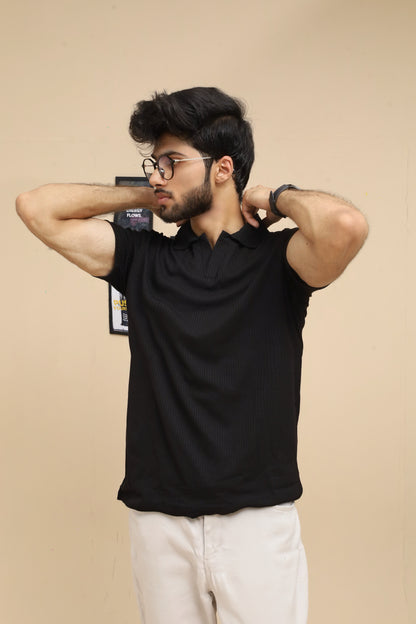 Drop Needle Black Polo