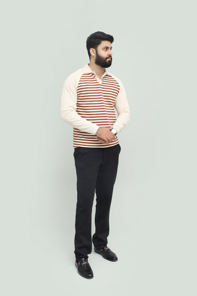Stripe Chocolate Brown Polo FS