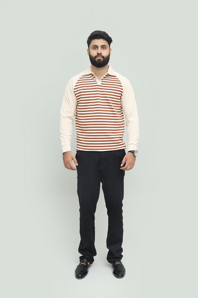Stripe Chocolate Brown Polo FS