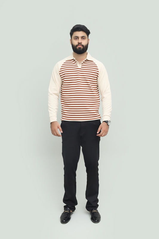 Stripe Chocolate Brown Polo FS