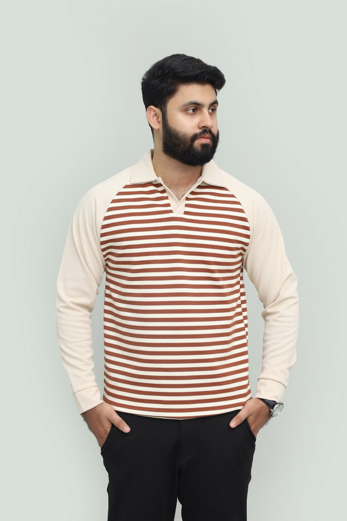 Stripe Chocolate Brown Polo FS